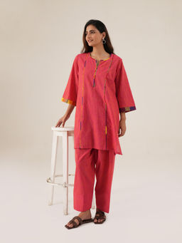 Ritivesh - Hot Pink Slub Cotton Kurta with Palazzo