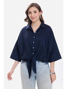 Virgio - Solid Viscose Dolman Tie-Up Shirt