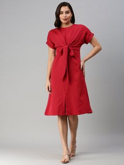 SHOWOFF - Women's Solid Red Sheath Dress