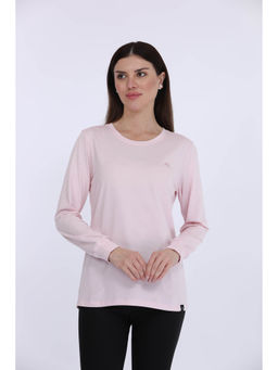 MAYSIXTY - Women 100% Cotton Pink Solid Full Sleeve T-Shirt