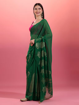 Gajra Gang - Green Georgette Paisley Print Saree Eastern Souk
