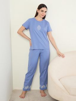 Sweet Dreams - Womens Graphic Printed Pyjama With Top Blue