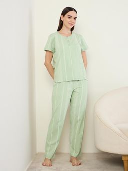 Sweet Dreams - Womens Striped Pyjama With Top Green