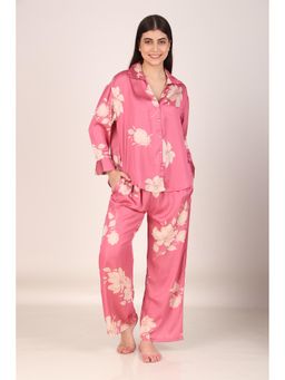 Masha - Iris Pink Oversized Satin Nightsuit