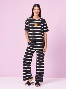 Sweet Dreams - Womens Striped Pyjama With Top Black