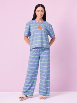 Sweet Dreams - Womens Striped Pyjama With Top Blue