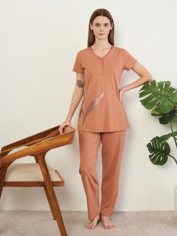 Sweet Dreams - Womens Floral Printed Pyjama With Top Orange