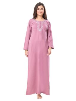 PIU - Womens Knitted Fabric Winter Nighty Pink