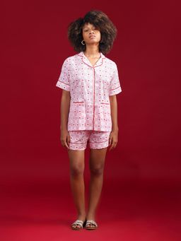 Noite Luxe - Sweetheart Checks Cotton Shorts With Shirt