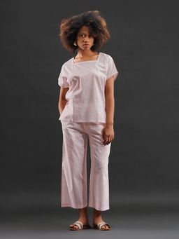 Noite Luxe - Rose Ribbons Cut-Sleeve Nightsuit