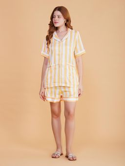 Noite Luxe - Lemon Souffle Shorts With Shirt