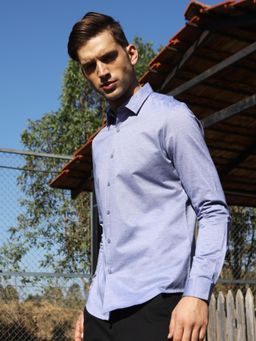 MELVIN JONES - Breezy Blue Knitted Woven Shirt