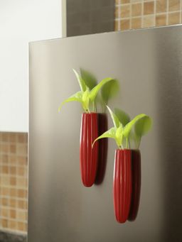 VarEesha - Greendoor Red Oval Ceramic Magnetic Planters Set of 2
