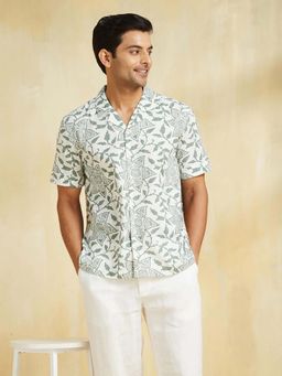 Fabindia - White Cotton Printed Shirt