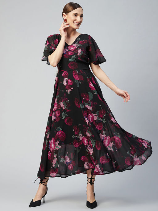 RARE Women Casual Multi-Color Colour Maxi Floral Print Dress (S)