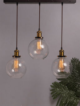 Homesake - Linear Chandelier Glass Globe Light Golden