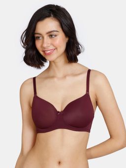 Zivame - Beautiful Basics Padded Non Wired 34th Coverage T-Shirt Bra - Fig-Purple