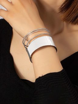 Jewels Galaxy - Women Silver-Plated Bangle-Style Cuff