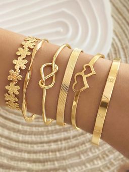 Jewels Galaxy - Women Gold Plated Multi Theme Love Cuff