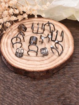 Jewels Galaxy - Women Black Plated Ear Cuffs