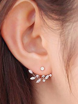 Jewels Galaxy - Women Gold Plated Stone Drop Earrings