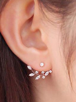 Jewels Galaxy - Women Rose Gold Plated Stone Drop Earrings