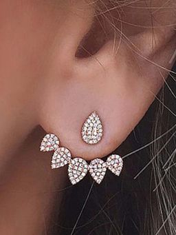 Jewels Galaxy - Women Gold Plated Leaf Themed Earrings