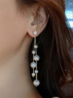 Jewels Galaxy - Women Gold Plated Pearl Studded Drop Earrings