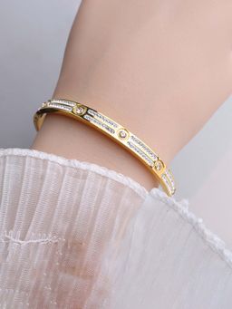 Jewels Galaxy - Women Stainless Steel Gold-Plated American Diamond Anti-Tarnish Kada