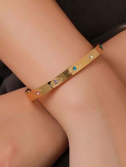 Jewels Galaxy - Women Gold-Plated Stainless Steel Multi-Color American Diamond Kada