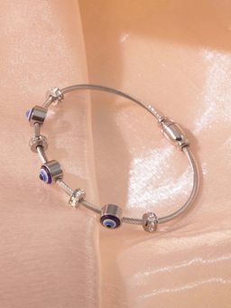 Jewels Galaxy - Women Stainless Steel Silver-Plated American Diamond Anti Tarnish Bracelet