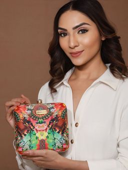 Priyaasi - The Royal Outline Multi Color Printed Square Clutch (S)