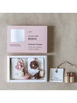 Akiiko - Pink Crinkle Cotton Bloom Rakhi Set