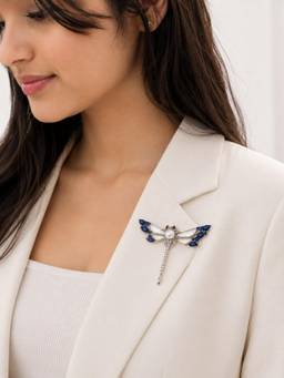 Miora - Blue Cz, Sapphire Dragonfly Brooch
