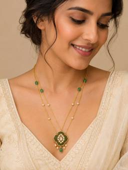 Miora - Multi-Colour Noor Mahal Polki Necklace With Earrings