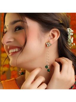 Ruby Raang Studio - White Hara Latak Kundan Earrings