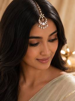 Shop Naymee - Gold Timeless Polki and Kundan Maang Tikka