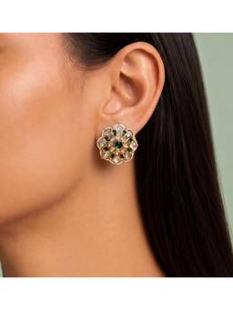 Shop Naymee - Green Timeless Green Kundan Studs
