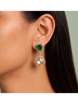 Shop Naymee - Green Modern Polki Emerald Drops