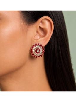 Shop Naymee - Pink Luminous Polki Emerald Drops