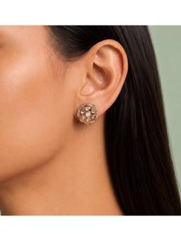 Shop Naymee - White Opulent Charm Kundan Studs
