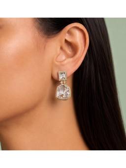 Shop Naymee - White Minimalist Plain Kundan and Polki Studs