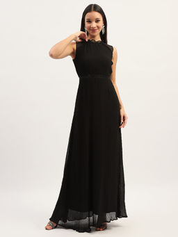 Madame - Fit and Flare Black Maxi Dress