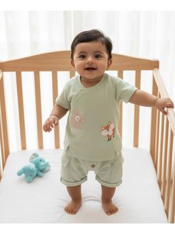 My Milestones - Half Sleeves Woodland Wonder Boxy Co-Ord Set - Sage Green