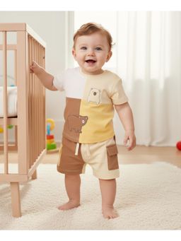 My Milestones - 100% Cotton Half Sleeves Painted Pals Co-Ord Set - Multi-Color