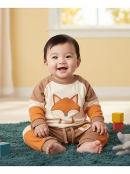 My Milestones - 100% Cotton Full Sleeves Woodland Wonder Briar Co-Ord Set - Beige