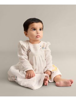 My Milestones - White Embroidered Top and Pant with Hairband
