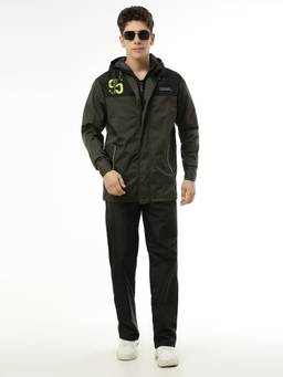 ZEEL - Classic Olive and Black Raincoat with Pant (Set of 2)