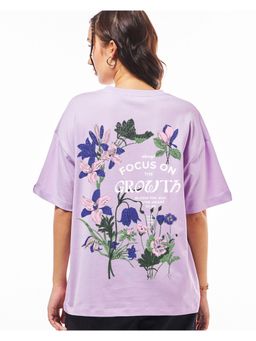 Bewakoof - Women's Purple Growth Graphic Printed Oversized T-shirt