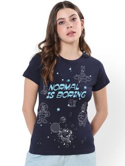 Bewakoof - Blue SpongeBob Women's Printed T-shirt